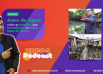 Astro de Ogum visita as palafitas que incendiaram no Japão Ipase de baixo.