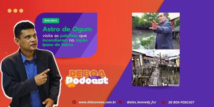 Astro de Ogum visita as palafitas que incendiaram no Japão Ipase de baixo.