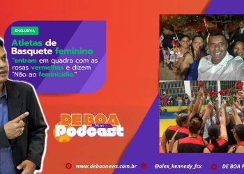 Atletas de Basquete feminino entram em quadra com as rosas vermelhas e dizem “Não ao feminicídio.”