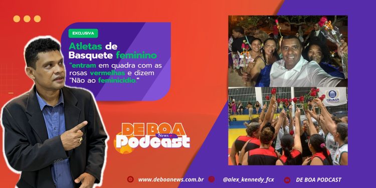 Atletas de Basquete feminino entram em quadra com as rosas vermelhas e dizem “Não ao feminicídio.”